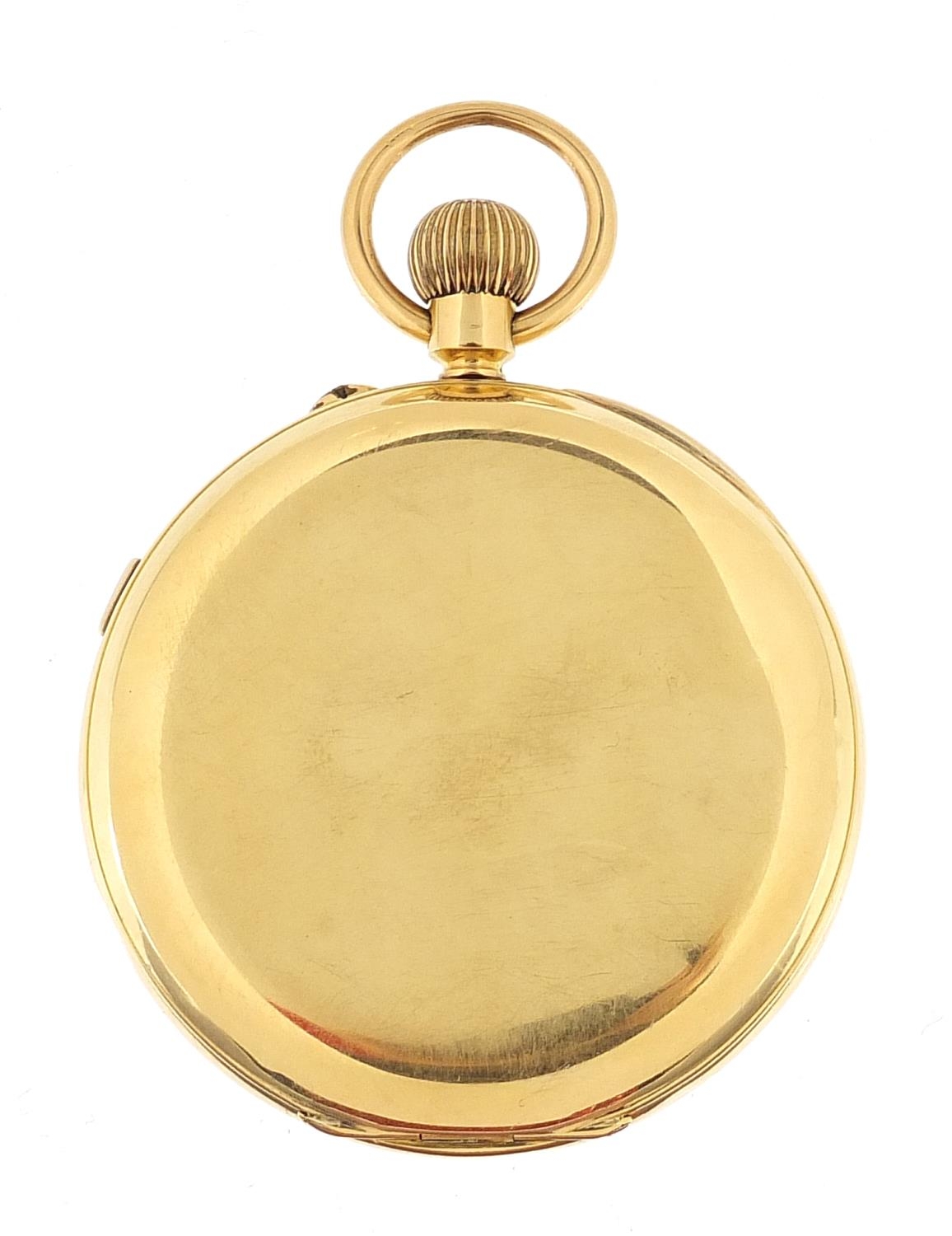 Newsome & Co Coventry, gentlemen's 18ct gold open face chronograph pocket watch with enamelled dial, - Image 5 of 5
