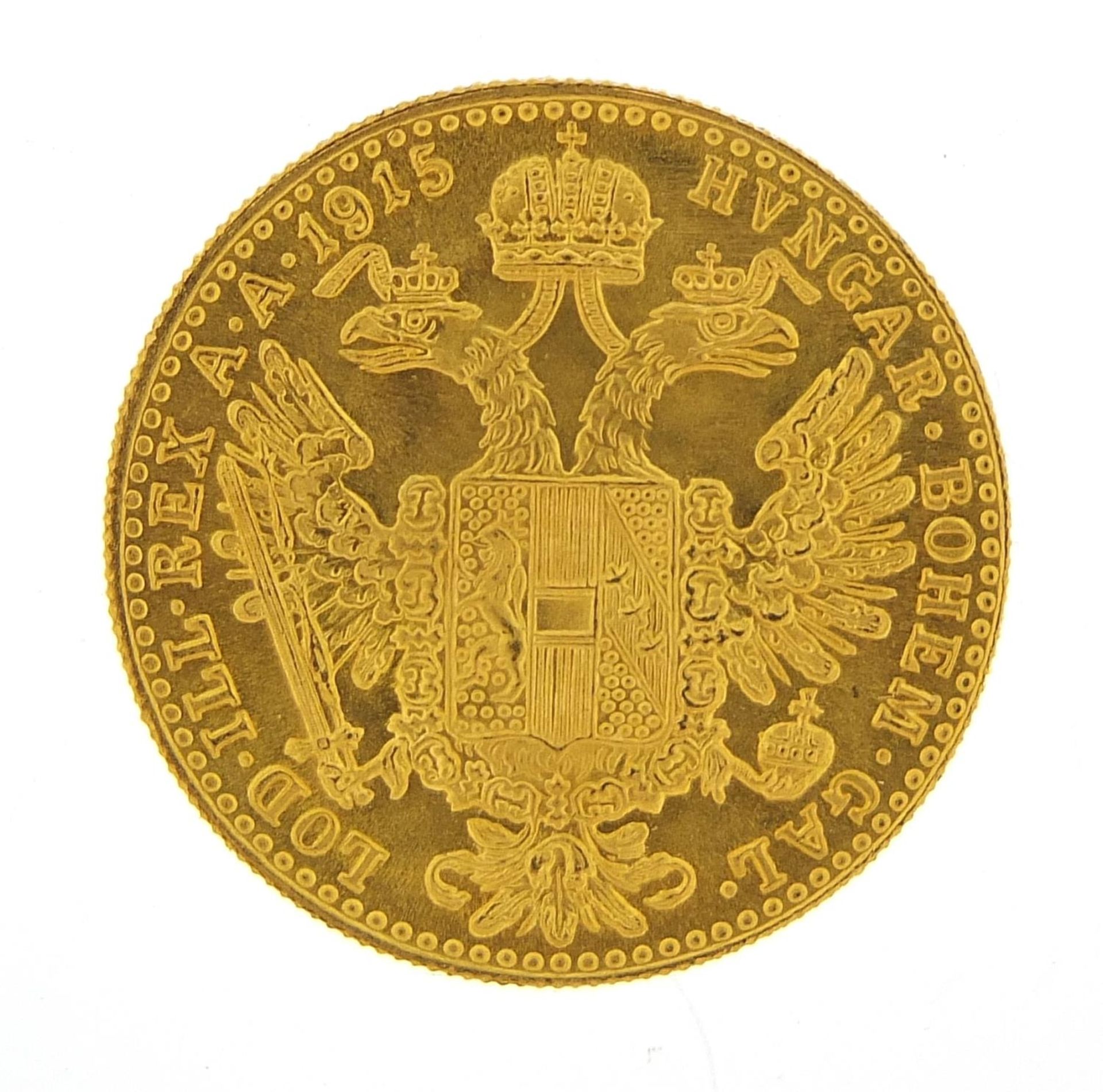 Austro Hungarian 1915 1 ducat gold coin, 3.5g - this lot is sold without buyer?s premium, the hammer