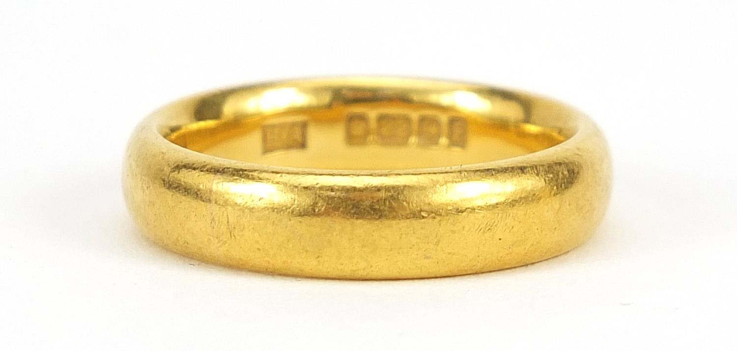 Victorian 22ct gold wedding band, Birmingham 1853, size L, 8.1g - this lot is sold without buyer?s