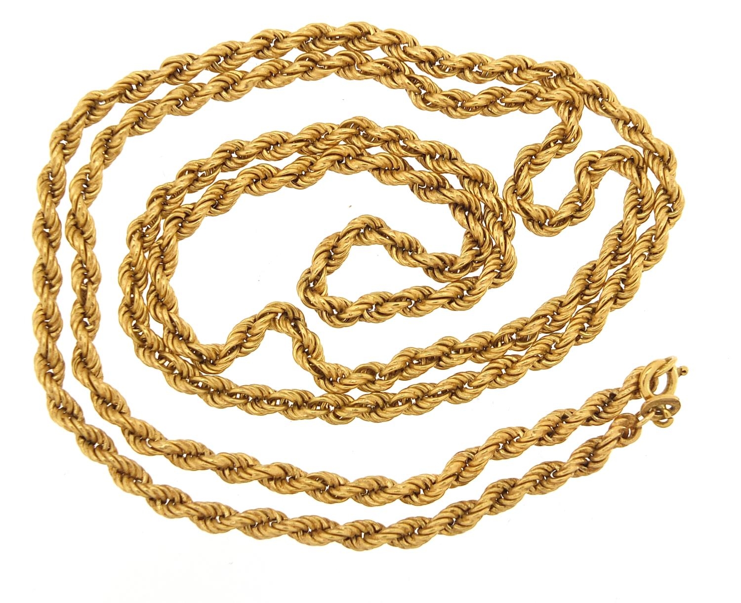 18ct gold rope twist necklace, 76cm in length, 14.4g - this lot is sold without buyer?s premium, the - Image 2 of 3