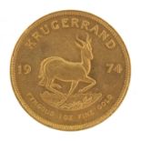 South African 1974 gold krugerrand - this lot is sold without buyer?s premium, the hammer price is