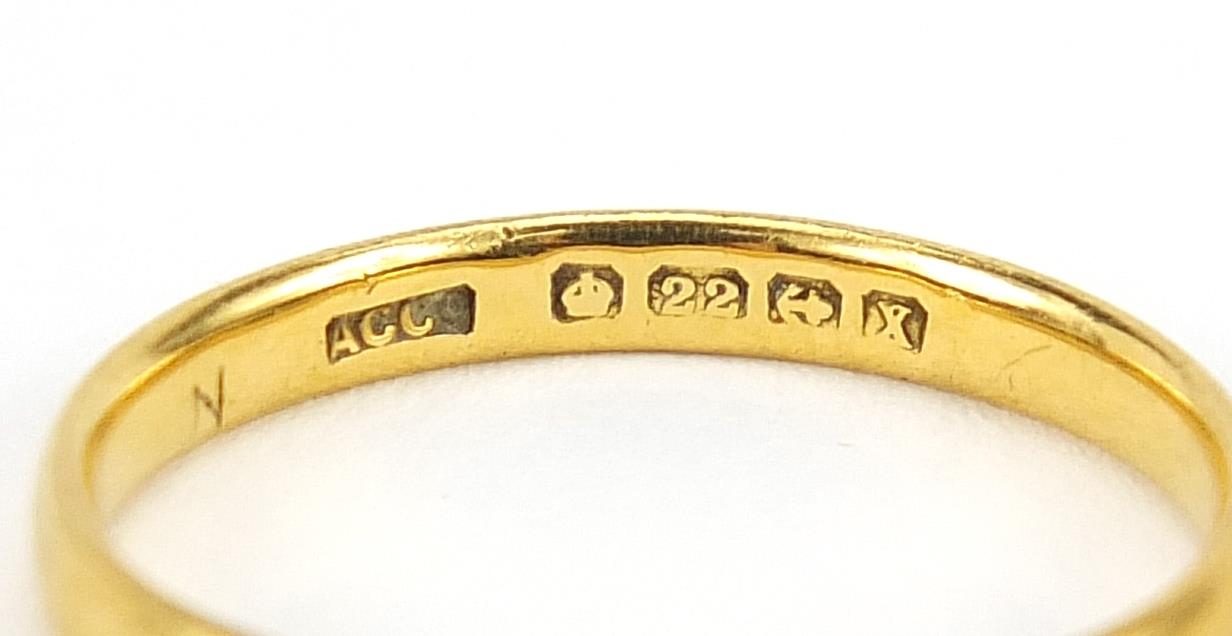 George V 22ct gold wedding band, Birmingham 1922, size N, 2.2g - this lot is sold without buyer?s - Image 4 of 4