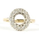 9ct gold and clear stone ring mount, size I, 2.4g - this lot is sold without buyer?s premium, the