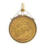 Queen Victoria 1895 gold sovereign with 9ct gold pendant mount, 9.5g - this lot is sold without