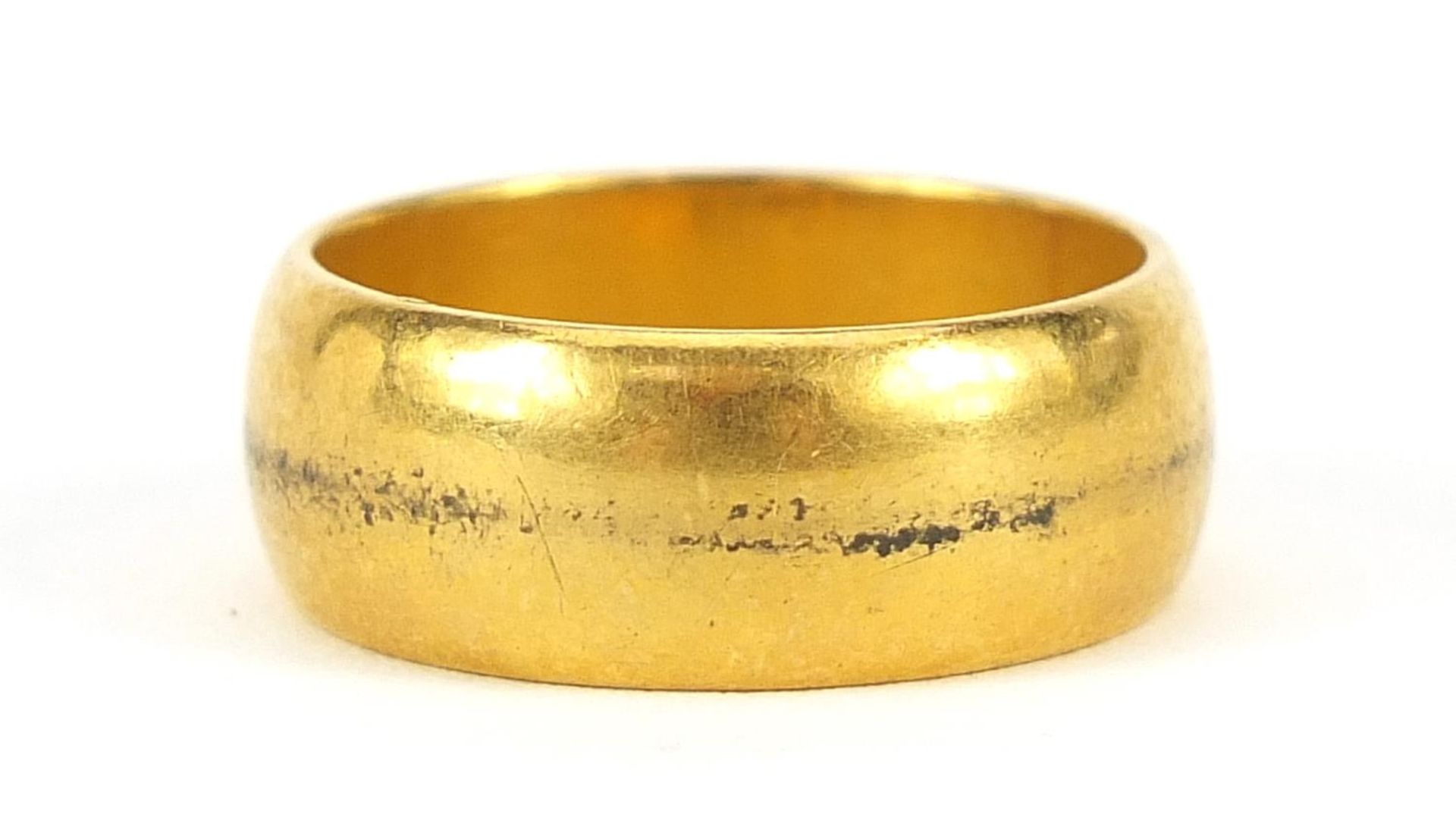 George V 22ct gold wedding band, Birmingham 1921, size N, 9.5g - this lot is sold without buyer?s - Image 3 of 5
