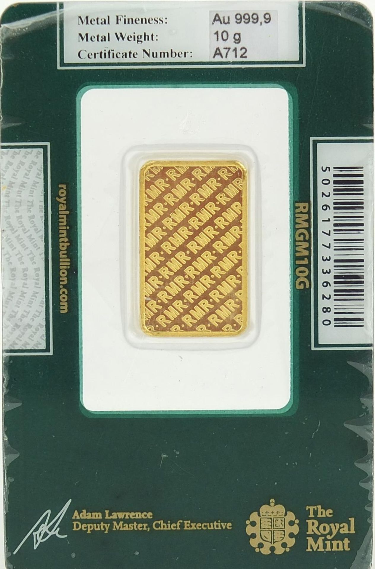 The Royal Mint 999.9 fine gold 10g gold bar - this lot is sold without buyer?s premium, the hammer - Image 3 of 3