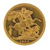 Queen Victoria 1896 gold sovereign, Melbourne mint - this lot is sold without buyer?s premium, the