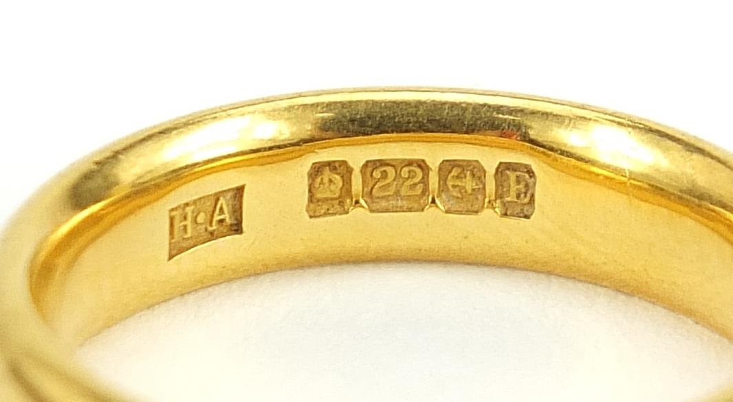 Victorian 22ct gold wedding band, Birmingham 1853, size L, 8.1g - this lot is sold without buyer?s - Image 5 of 5