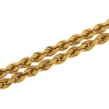 18ct gold rope twist necklace, 76cm in length, 14.4g - this lot is sold without buyer?s premium, the