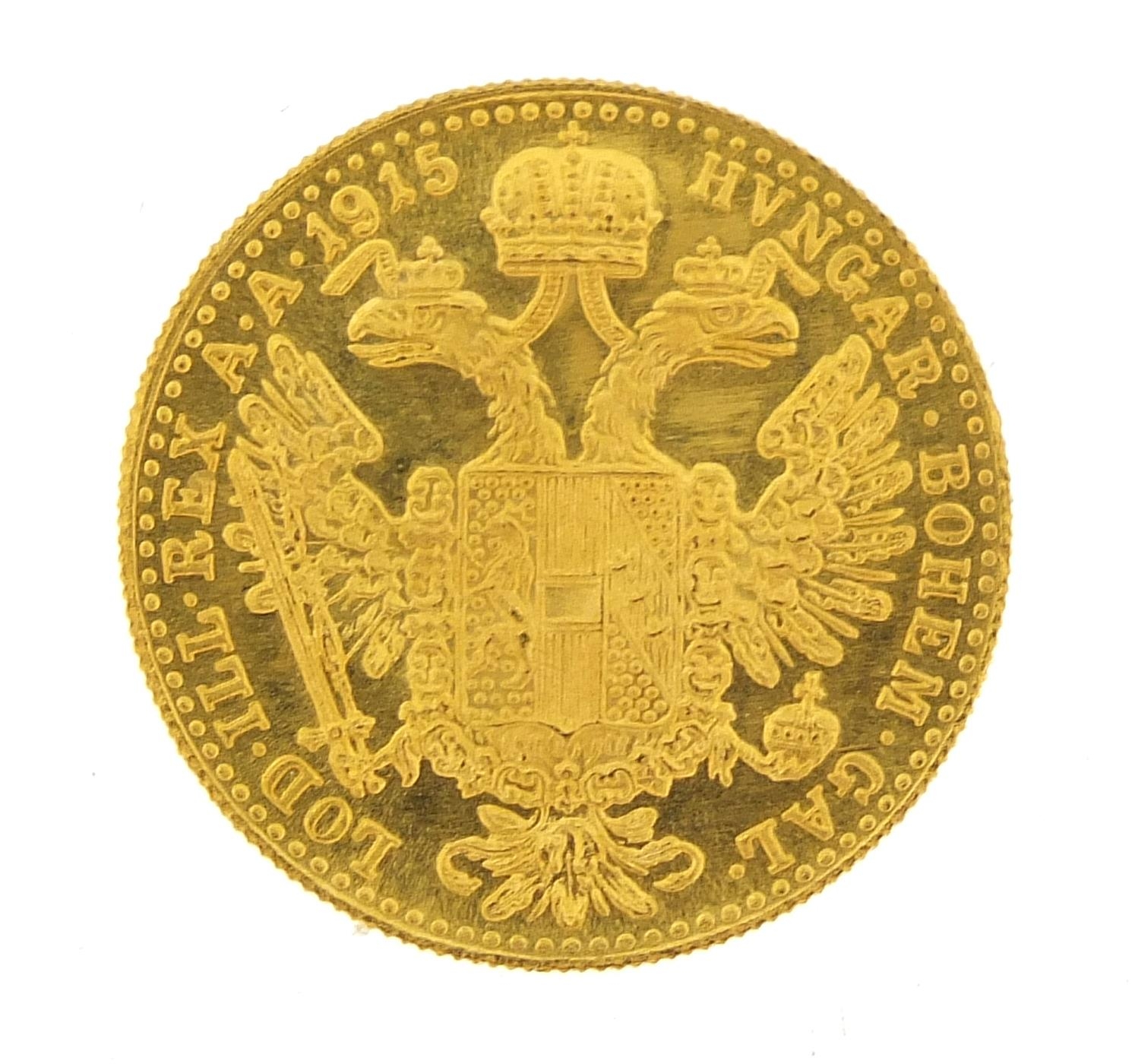 Austro Hungarian 1915 1 ducat gold coin, 3.5g - this lot is sold without buyer?s premium, the hammer