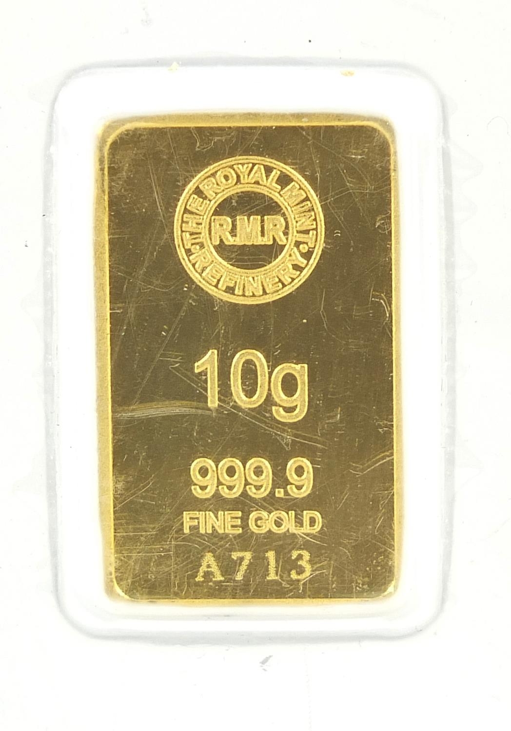 The Royal Mint 999.9 fine gold 10g gold bar - this lot is sold without buyer?s premium, the hammer - Image 2 of 3