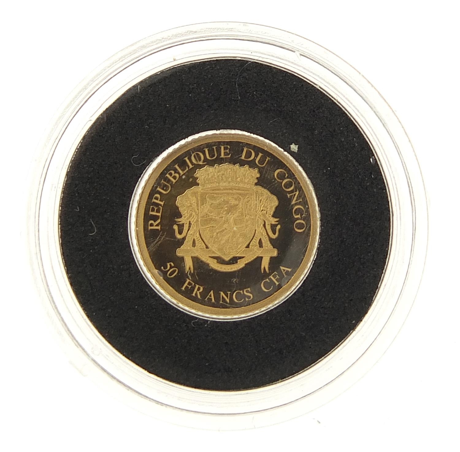 14ct gold proof Fifty Years First Bullion commemorative coin with certificate numbered 15370 - - Image 2 of 3