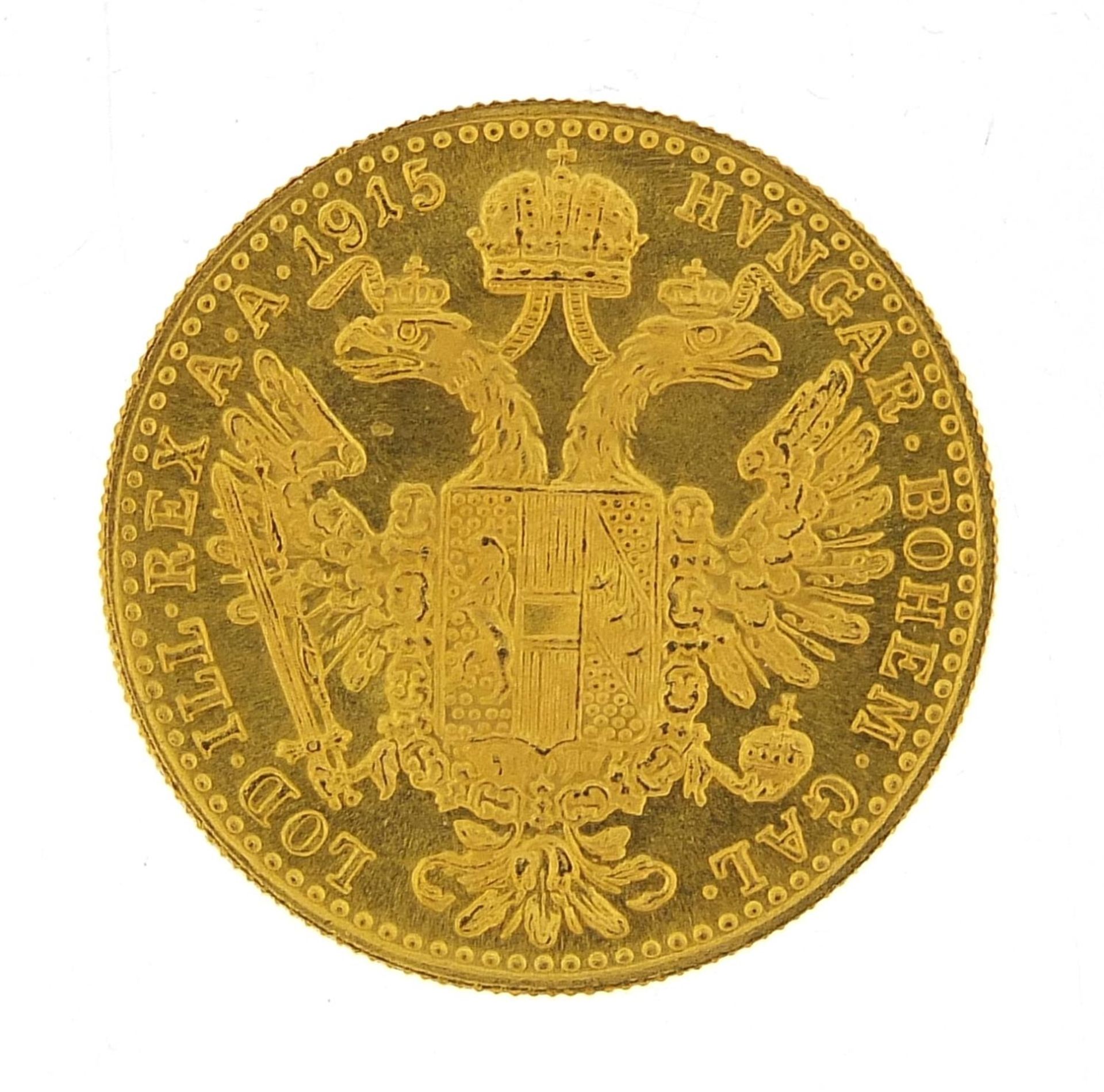 Austro Hungarian 1915 1 ducat gold coin, 3.5g - this lot is sold without buyer?s premium, the hammer