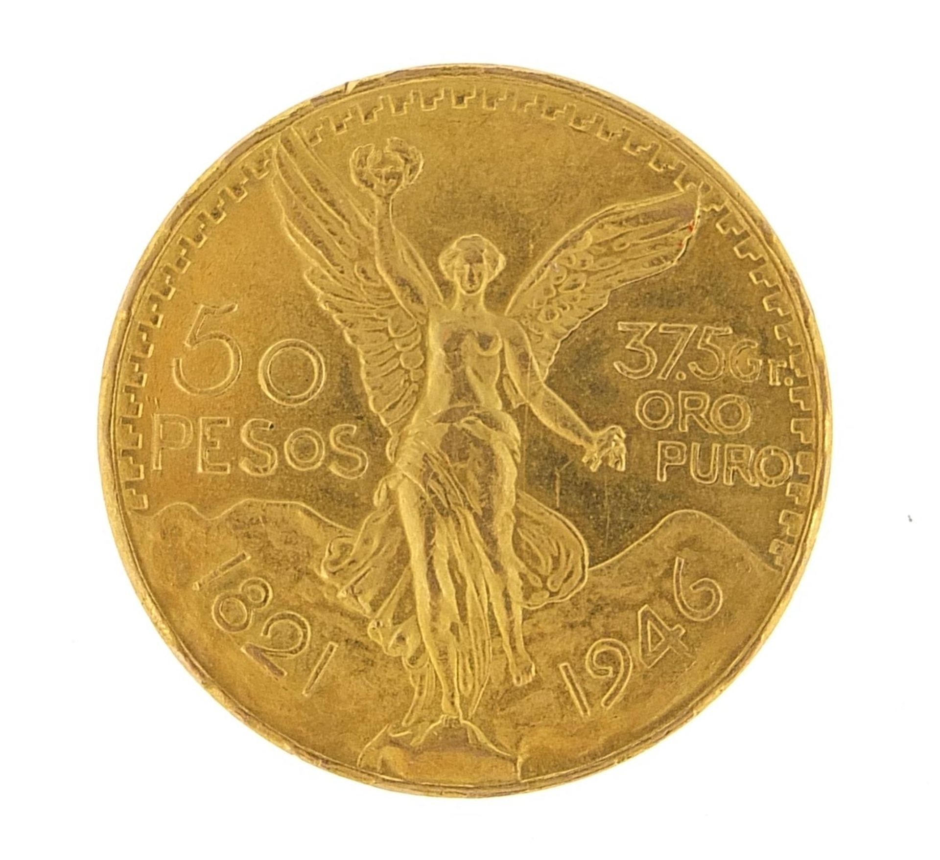 Mexican 1946 gold fifty pesos, 41.3g - this lot is sold without buyer?s premium, the hammer price is