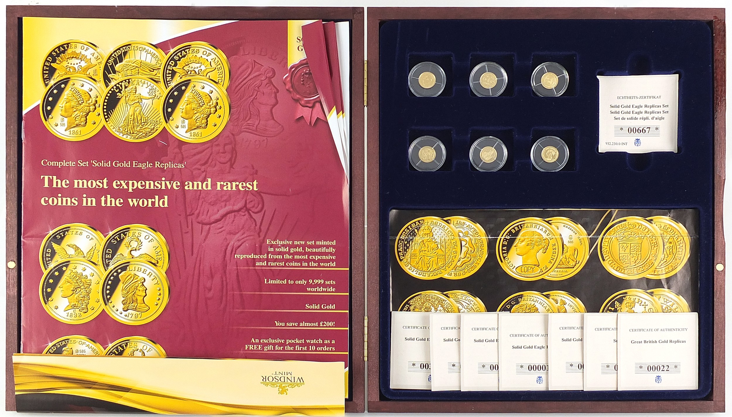 Windsor mint set of six solid gold Eagle replicas with presentation case and certificates - this lot - Image 7 of 8