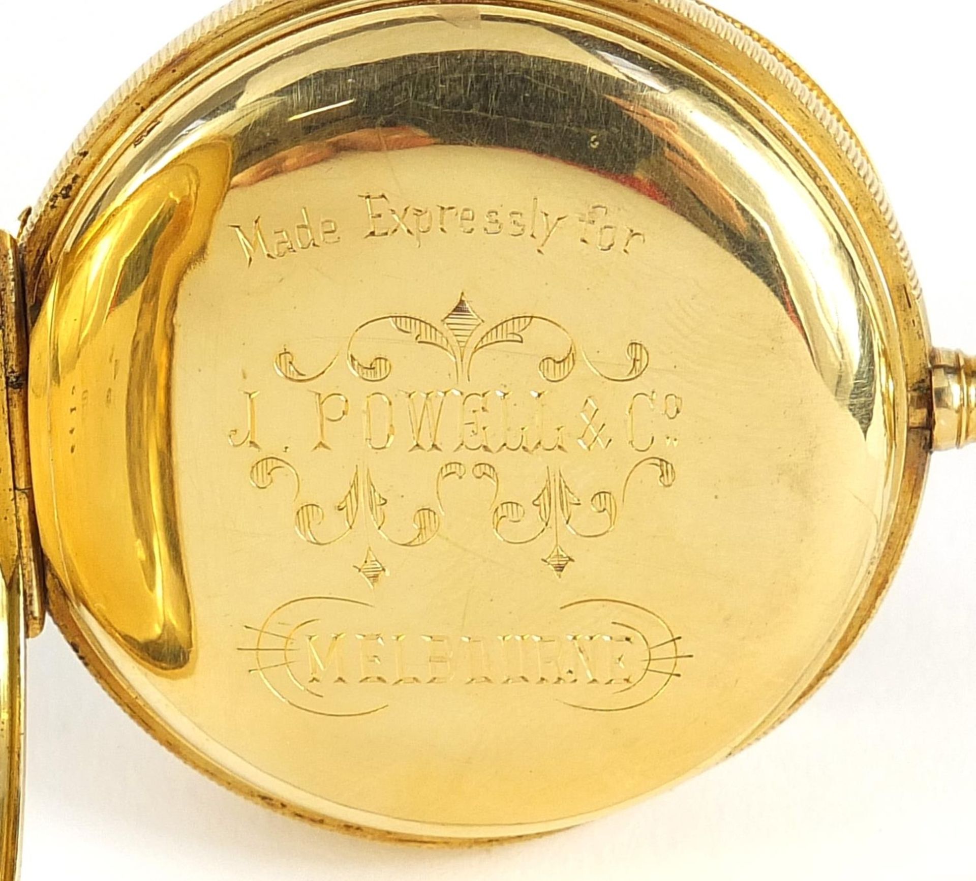 Waltham Mass, gentlemen's 18ct gold open face pocket watch with enamelled dial, the movement - Image 7 of 8