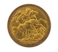 George V 1918 gold sovereign, Melbourne mint - this lot is sold without buyer?s premium, the