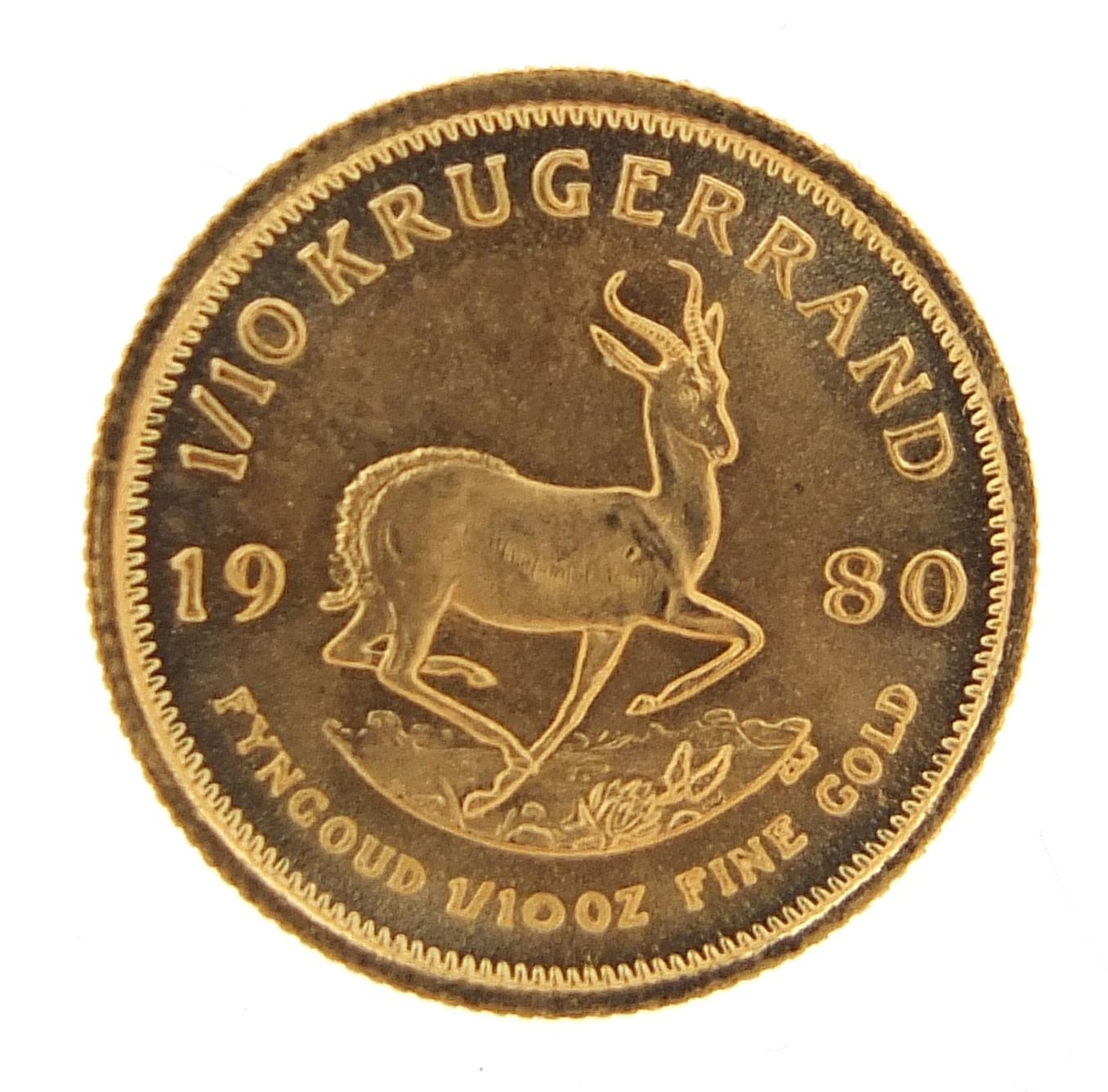 South African 1980 gold one tenth krugerrand - this lot is sold without buyer?s premium, the