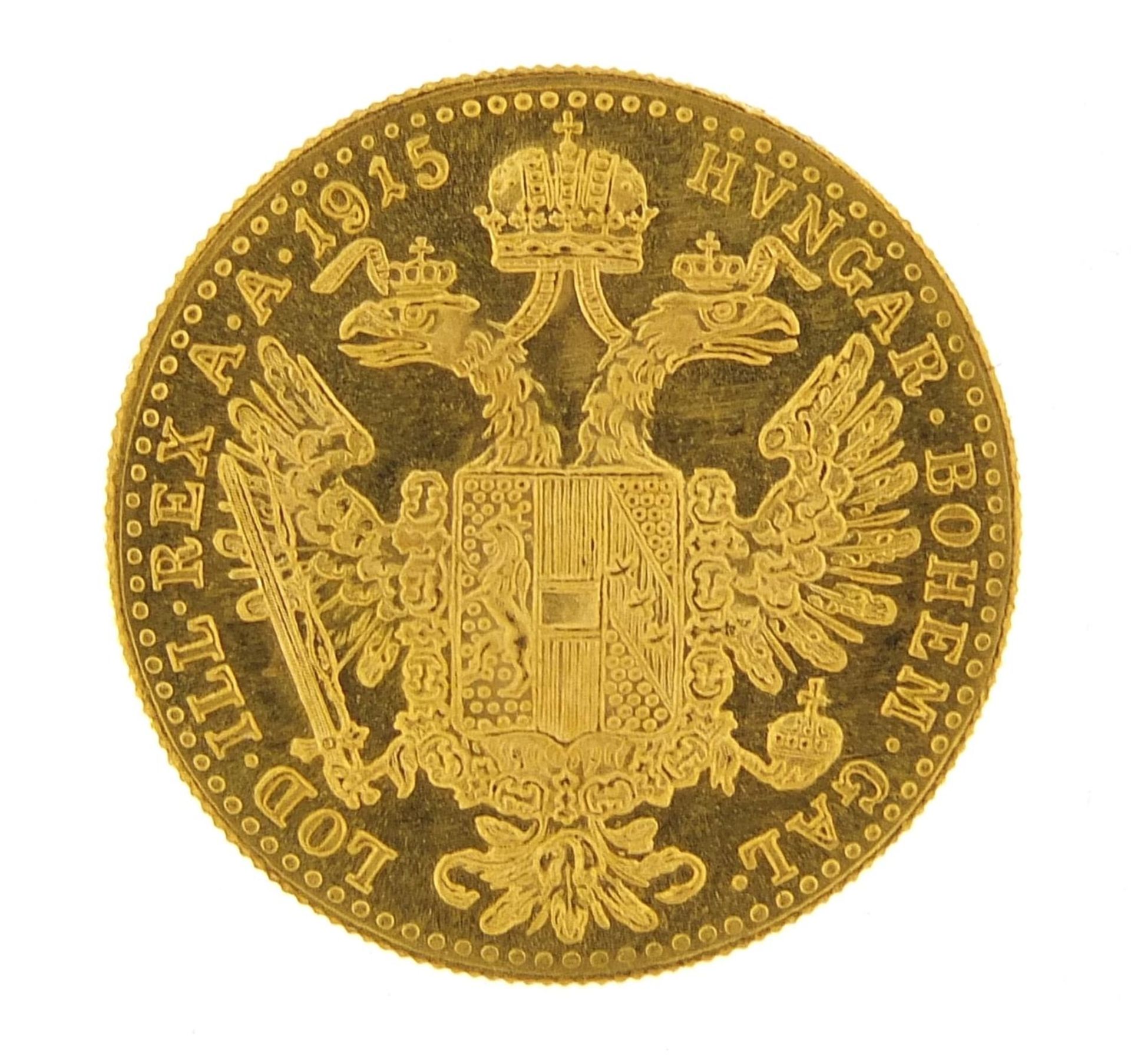 Austro Hungarian 1915 1 ducat gold coin, 3.5g - this lot is sold without buyer?s premium, the hammer
