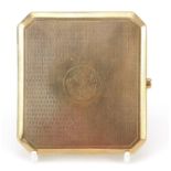 George V 9ct gold engine turned cigarette case, Birmingham 1919, 8.6cm wide, 105.5g - this lot is