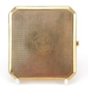 George V 9ct gold engine turned cigarette case, Birmingham 1919, 8.6cm wide, 105.5g - this lot is