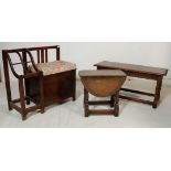 COLLECTION OF MID CENTURY OAK JACOBEAN REVIVAL FURNITURE