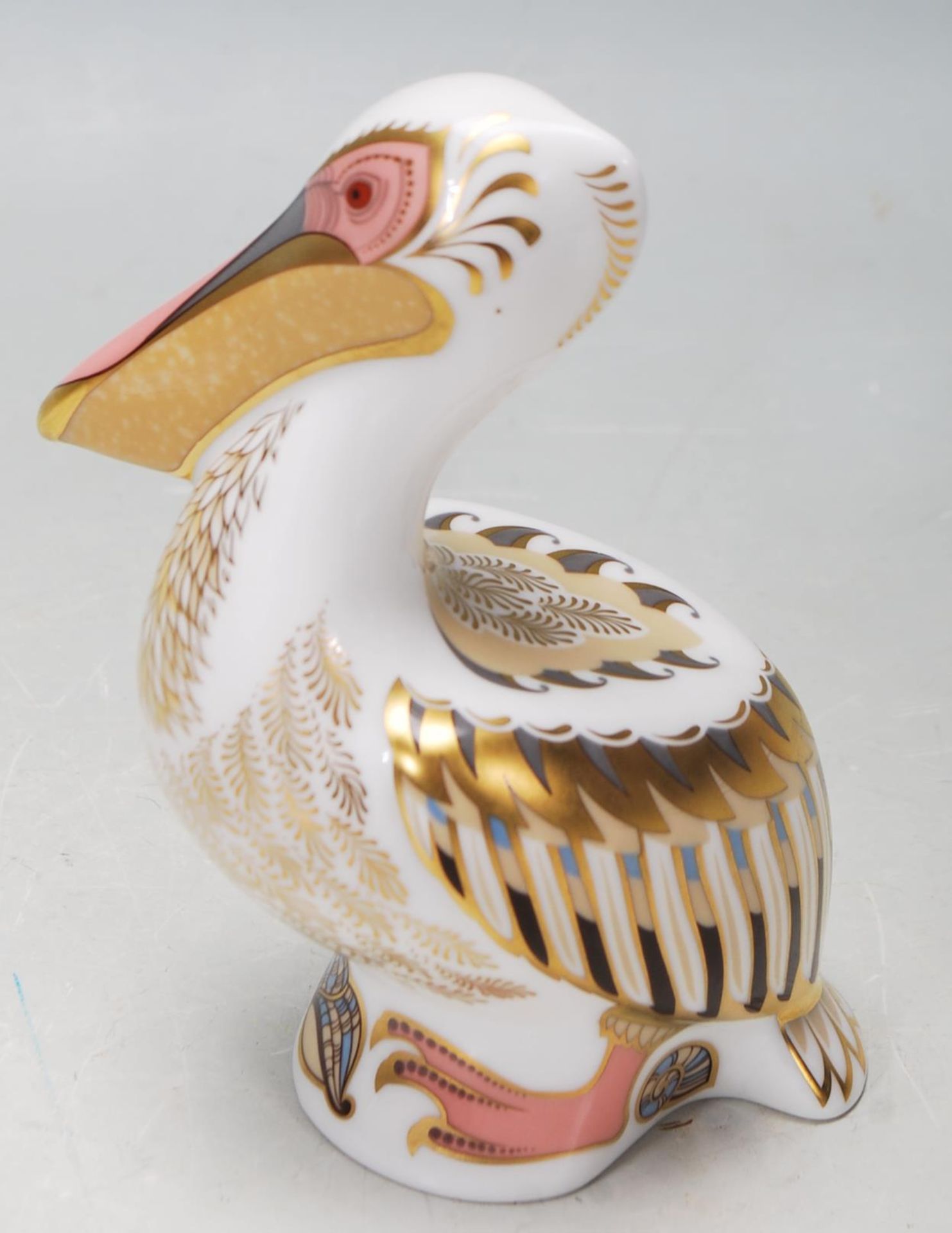 ROYAL CROWN DERBY WHITE PELICAN PAPERWEIGHT WITH GOLD STOPPER - Image 4 of 5