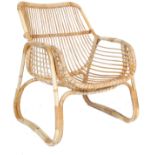 ANTIQUE 20TH CENTURY BAMBOO CHAIR / EASY CHAIR IN THE MANNER OF FRANCO ALBINI