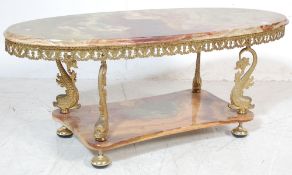 1970S ITALIAN ONYX AND BRASS COFFEE TABLE