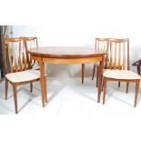 1960’S G PLAN TEAK WOOD SUITE - TEAK WOOD ROUND EXTENDING TABLE AND FOUR CHAIRS