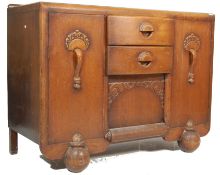 1930'S ART DECO OAK BOW FRONT SIDEBOARD DRESSER