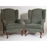 PAIR OF ANTIQUE STYLE WINGBACK CHESTERFIELD ARMCHAIRS