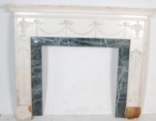 20TH CENTURY ADAMS REVIVAL FIRE PLACE SURROUND WITH GREEN MARBLE BACKGROUND