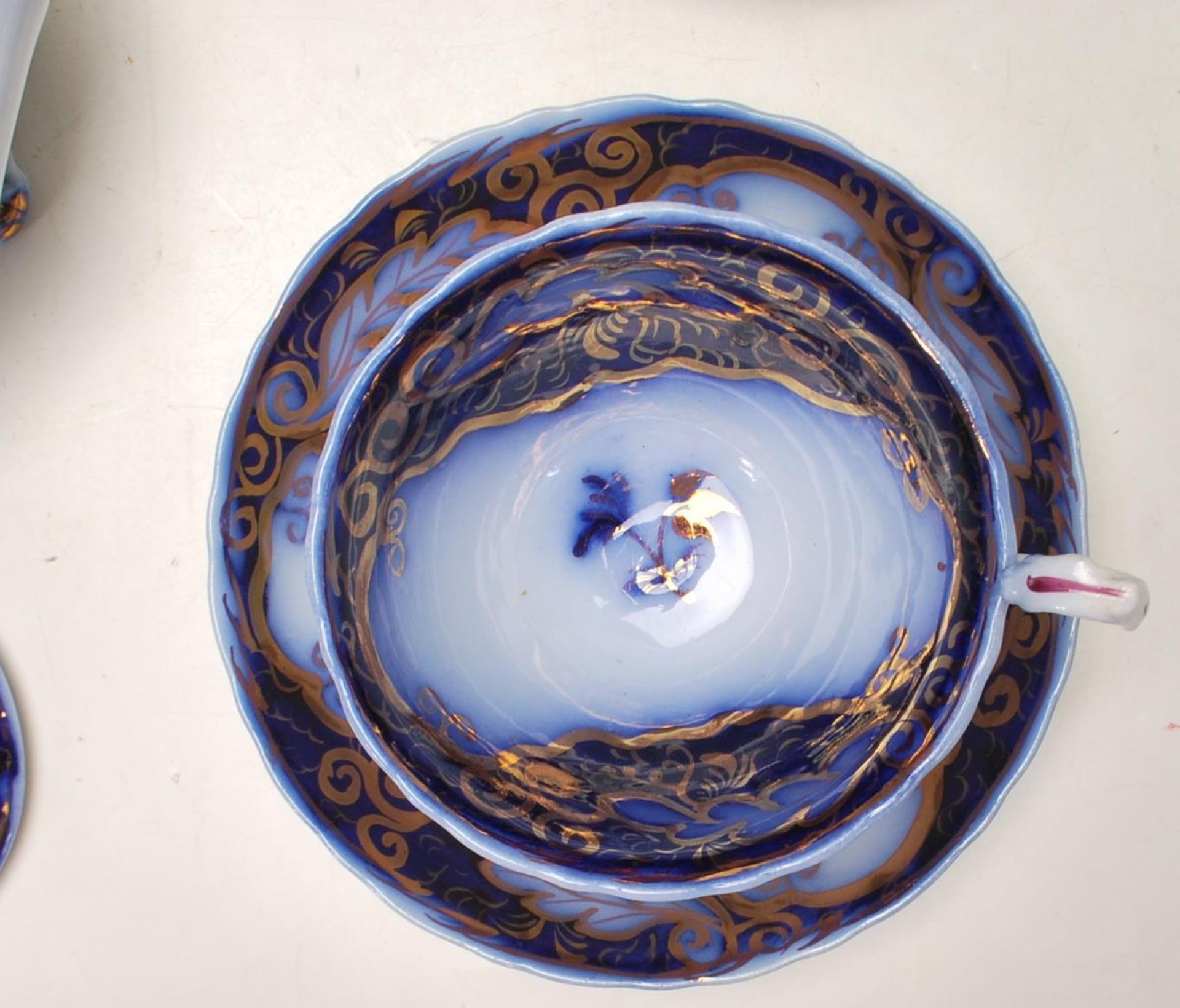 19TH CENTURY VICTORIAN STAFFORDSHIRE BLUE AND WHITE TEA SET - Image 6 of 10