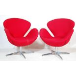 TWO FRITZ HANSEN STYLE SWAN CHAIRS / EASY ARMCHAIRS