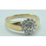 CONTEMPORARY 18CT GOLD AND DIAMOND CLUSTER RING