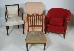 COLLECTION OF FOUR VICTORIAN AND LATER CHAIRS