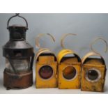 GROUP OF THREE VINTAGE INDUSTRIAL SALVAGE WORK LIGHTS