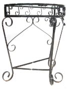 VINTAGE SCROLLED IRON WORK DEMI LUNE TABLE