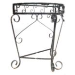 VINTAGE SCROLLED IRON WORK DEMI LUNE TABLE