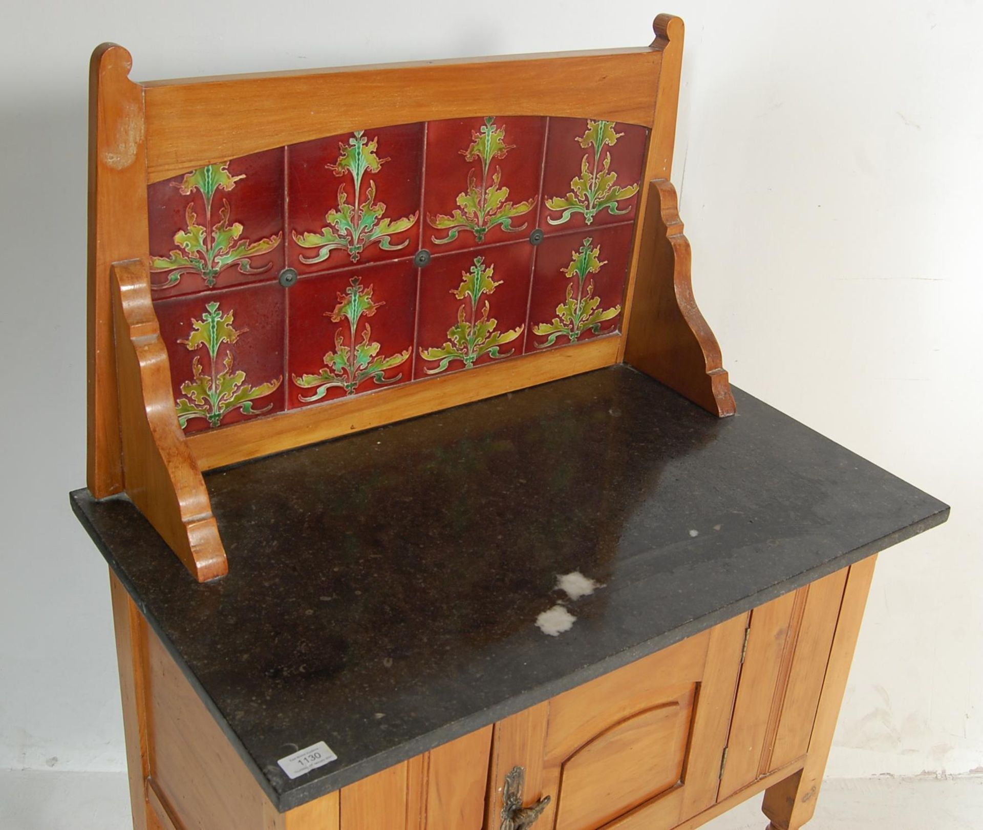 VICTORIAN ARTS & CRAFTS WALNUT MARBLE WASHSTAND - Image 2 of 6