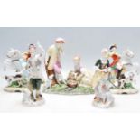 GROUP OF 19TH CENTURY AND LATER DRESDEN STYLE CERAMIC PORCELAIN FIGURINES