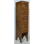 INDUSTRIAL FACTORY SALVAGE WOODEN PEDESTAL CHEST OF DRAWERS
