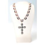 VICTORIAN BANDED AGATE CRUCIFIX NECKLACE