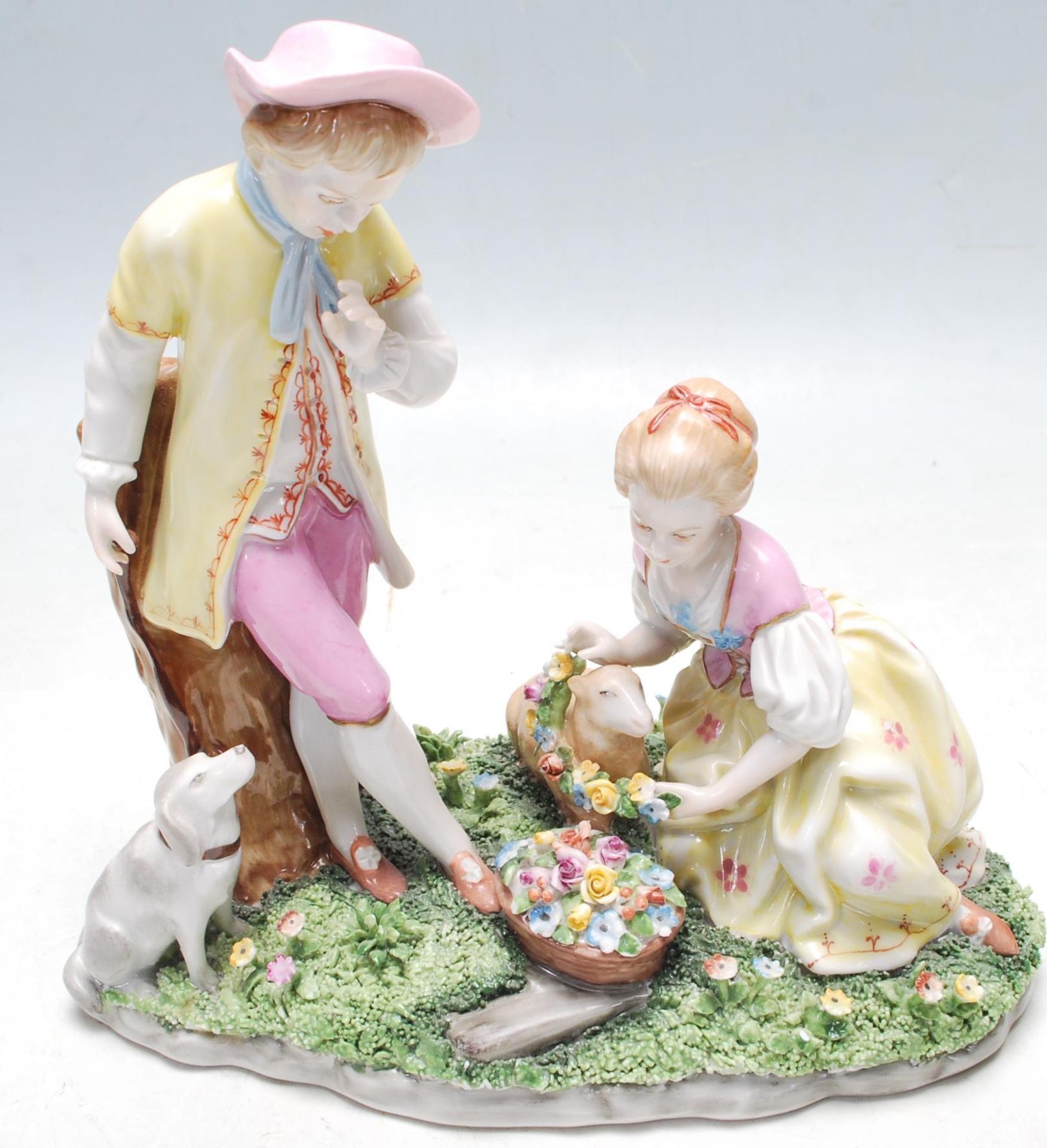 GROUP OF 19TH CENTURY AND LATER DRESDEN STYLE CERAMIC PORCELAIN FIGURINES - Image 4 of 7