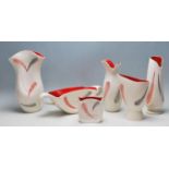 COLLECTION OF RETRO VINTAGE 1950S MID CENTURY RED FEATHER BURLEIGH WARE