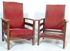 TWO 1930’S OAK FRAME FIRESIDE CHAIRS