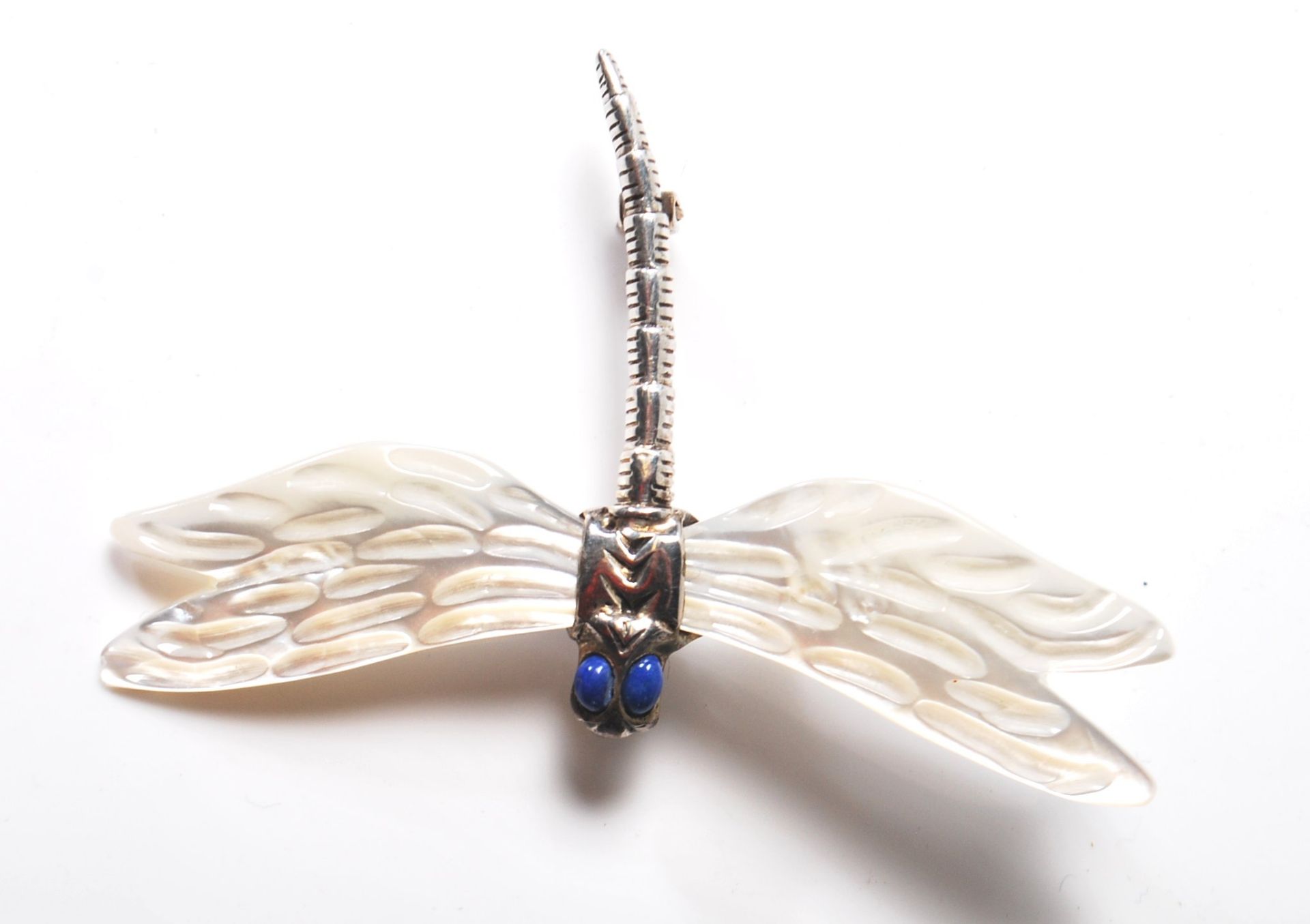 VINTAGE SILVER AND MOTHER OF PEARL DARGONFLY BROOCH