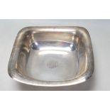 AMERICAN SILVER SQUARE DISH WITH ENGRAVED DECORATION