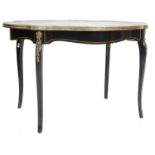 ANTIQUE STYLE PONTYPOOL TOLEWARE EBONISED TRAY TABLE